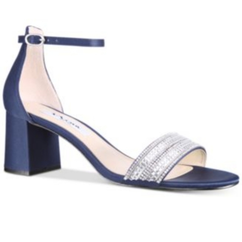 Nina Elenora Crystal Embellished Dress Sandal Navy Blue‎ 5.5M